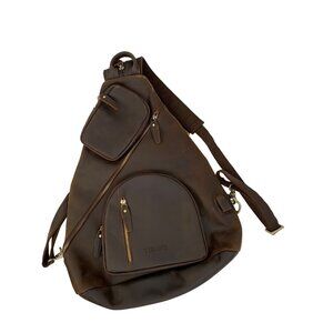 Rare Vtg Tiding Leather Cowhide Sling Messenger Crossbody Shoulder Bag Men 6953